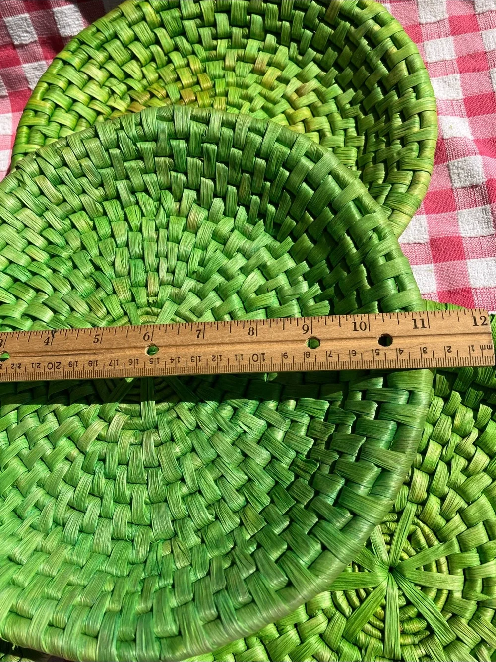 Vintage Handwoven Natural Fiber Charger Plates. Set of 4
